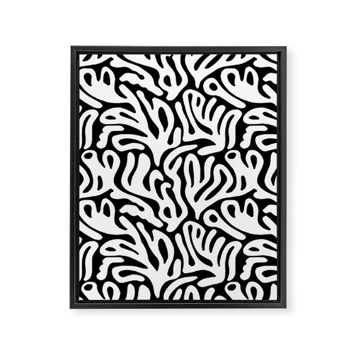 Matisse Organic Shapes Free Form Cut Outs Pattern White On Black Framed Canvas Print Gallery Image 1
