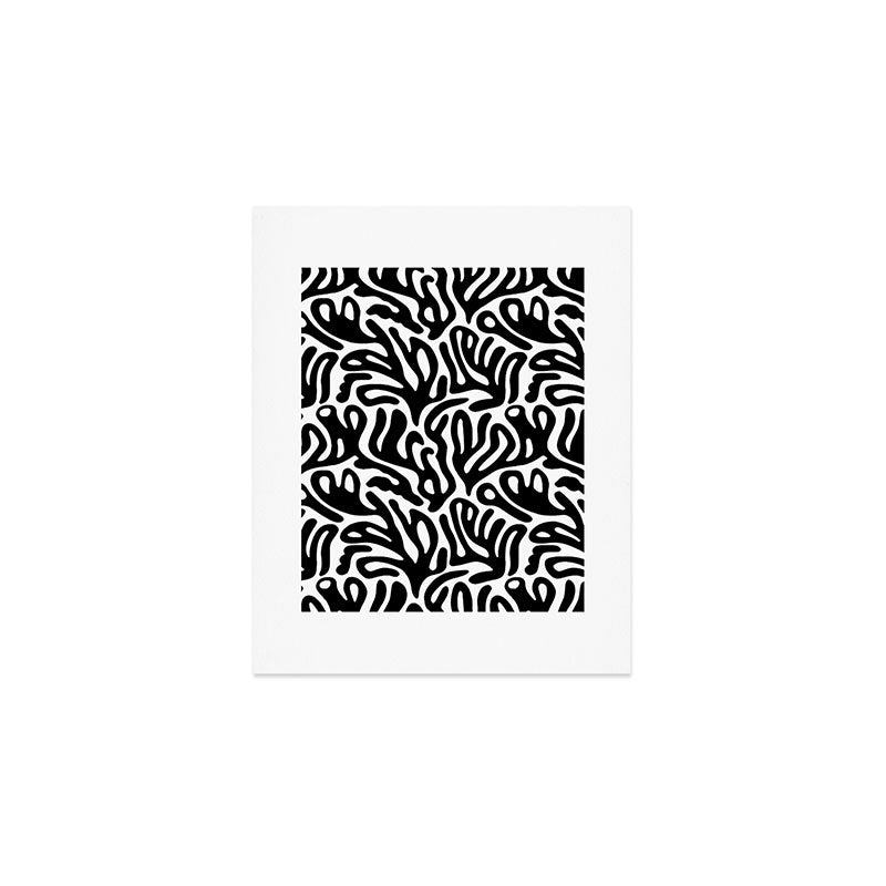 Matisse Style Organic Shapes Free Form Cut Outs Pattern Black On White Art Print Gallery Image 1