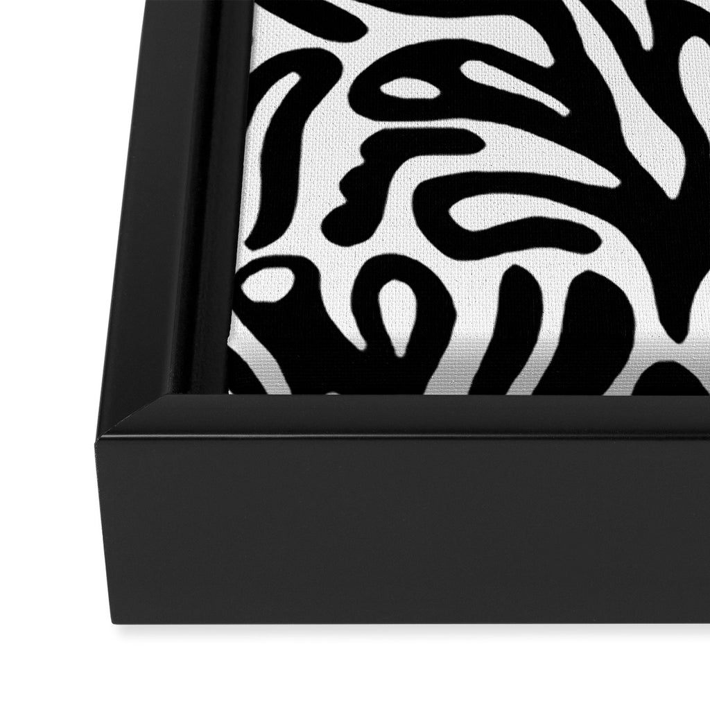Matisse Style Organic Shapes Free Form Cut Outs Pattern Black On White Framed Canvas Print Gallery Image 3