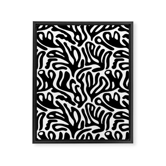 Matisse Style Organic Shapes Free Form Cut Outs Pattern Black On White Framed Canvas Print Gallery Image 1