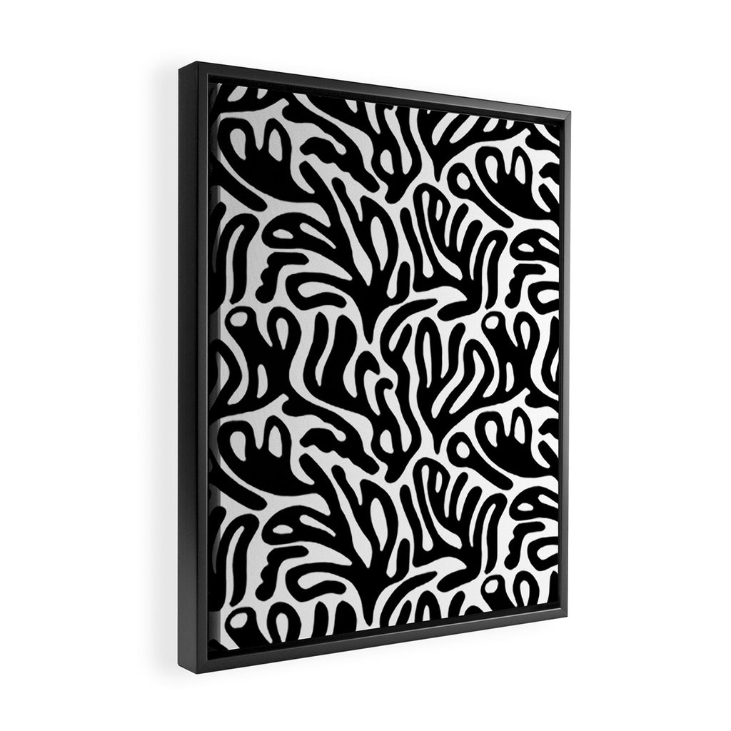 Matisse Style Organic Shapes Free Form Cut Outs Pattern Black On White Framed Canvas Print Gallery Image 2