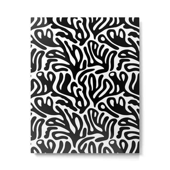 Matisse Style Organic Shapes Free Form Cut Outs Pattern Black On White Metal Print Gallery Image 1