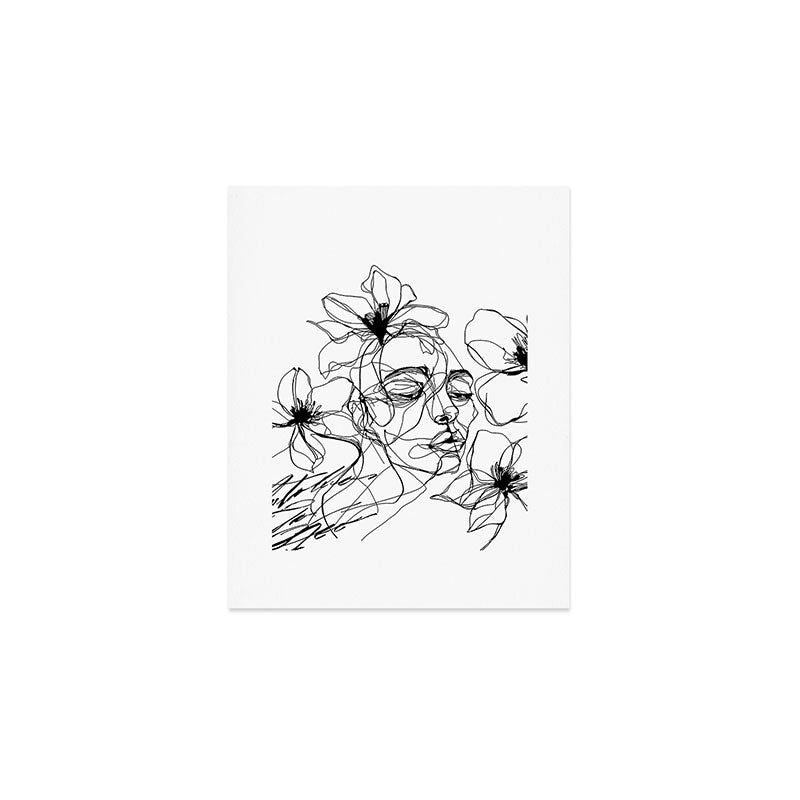 Monochrome Muse Expressive Line Art Portrait Art Print Gallery Image 1
