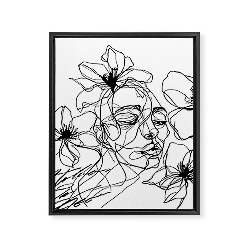 Monochrome Muse Expressive Line Art Portrait Framed Canvas Print Gallery Image 6