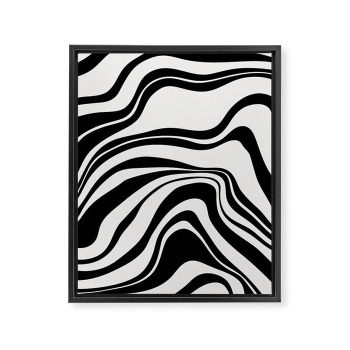 Monochrome Waves Framed Canvas Print Gallery Image 1