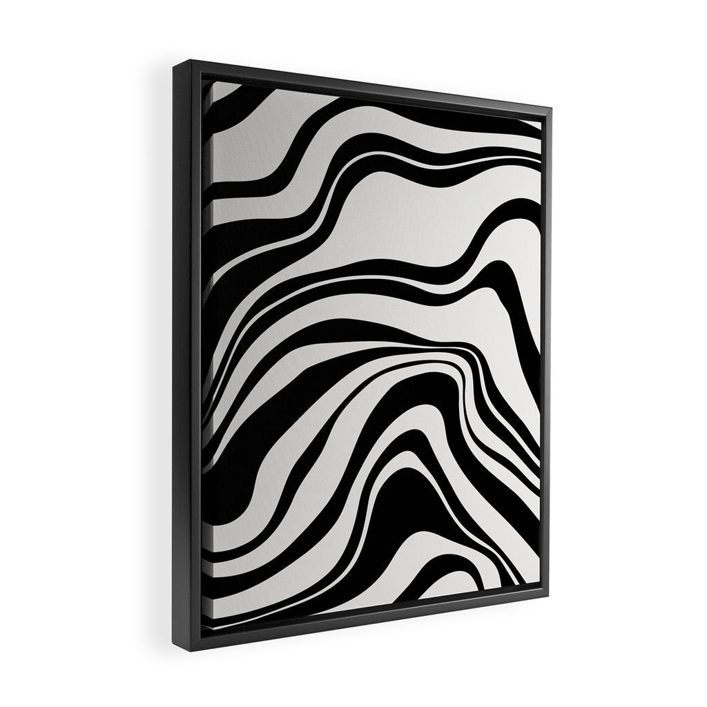 Monochrome Waves Framed Canvas Print Gallery Image 2