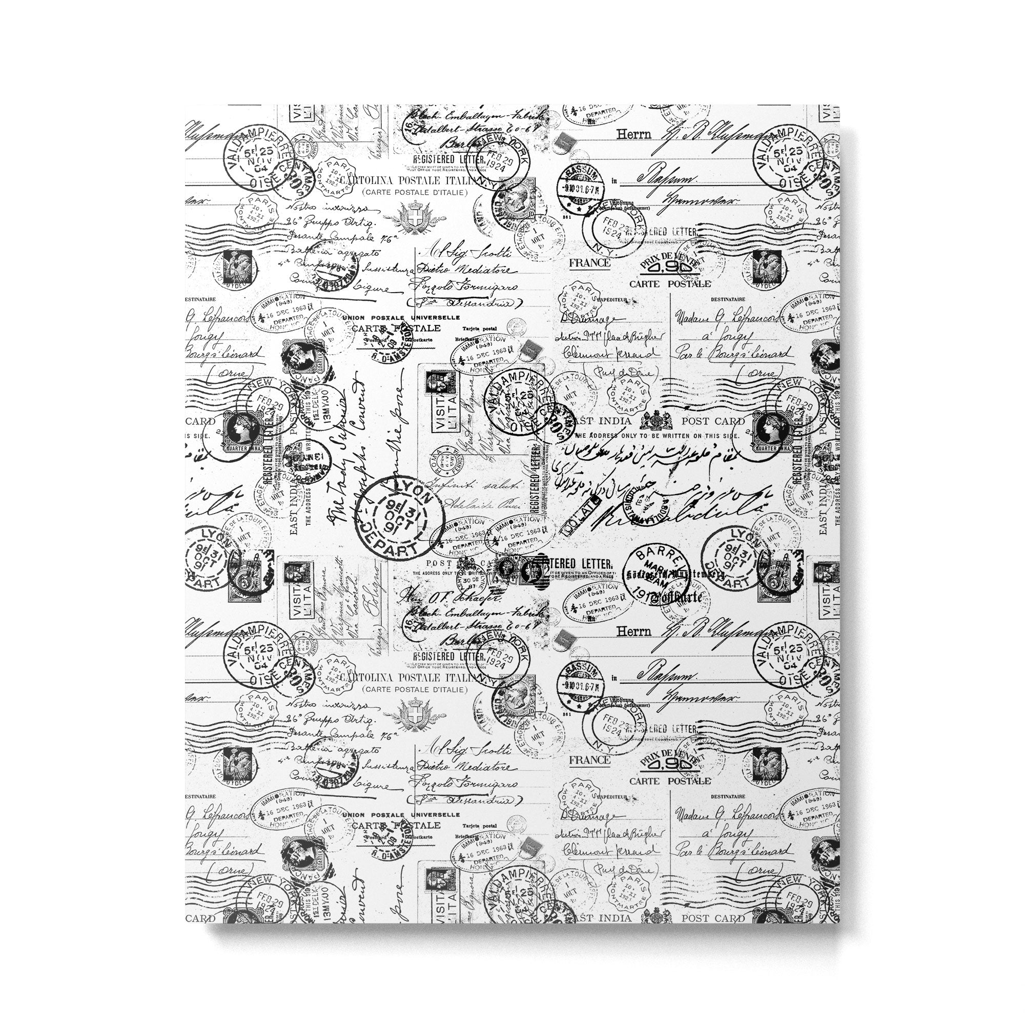 Nostalgic Message Charming Vintage Letters And Postcards Black White Pattern Metal Print Gallery Image 6