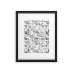 Nostalgic Message Charming Vintage Letters And Postcards Black White Pattern Framed Art Print Gallery Image 6