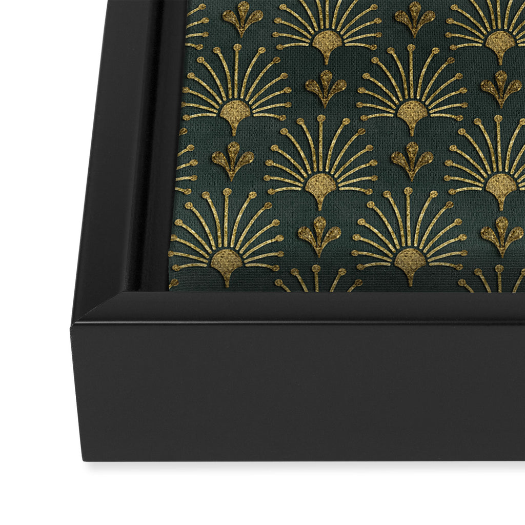 Retro Art Deco Pattern Gold On Green Velvet Framed Canvas Print Gallery Image 3