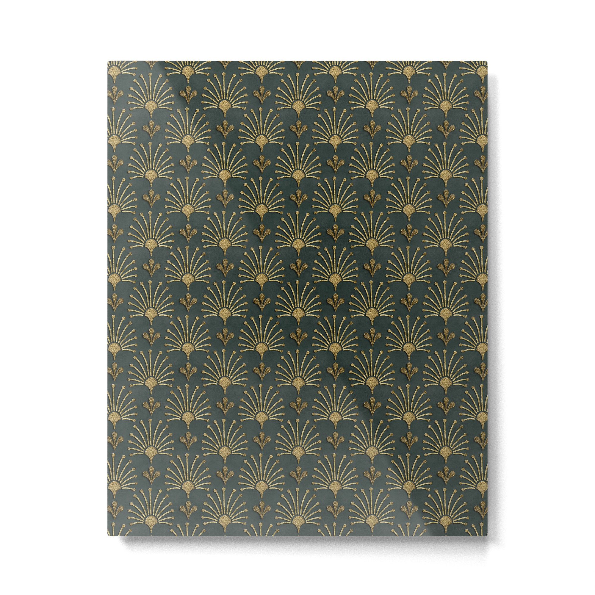 Retro Art Deco Pattern Gold On Green Velvet Metal Print Gallery Image 6