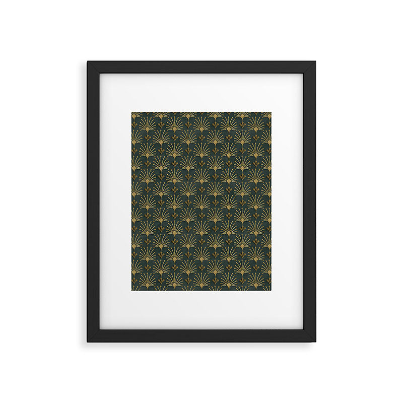 Retro Art Deco Pattern Gold On Green Velvet Framed Art Print Gallery Image 6