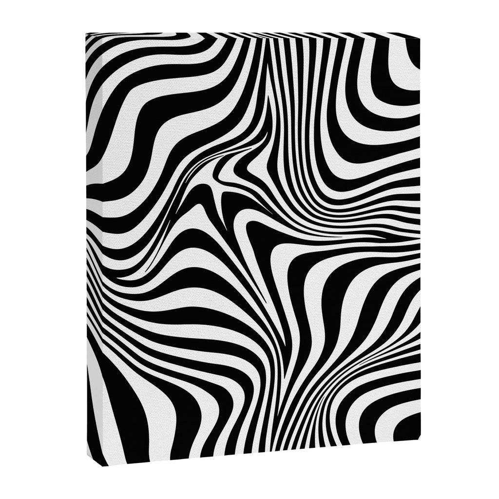 Retro Shapes And Lines Black And White Optical Art Canvas Print Gallery Image 8