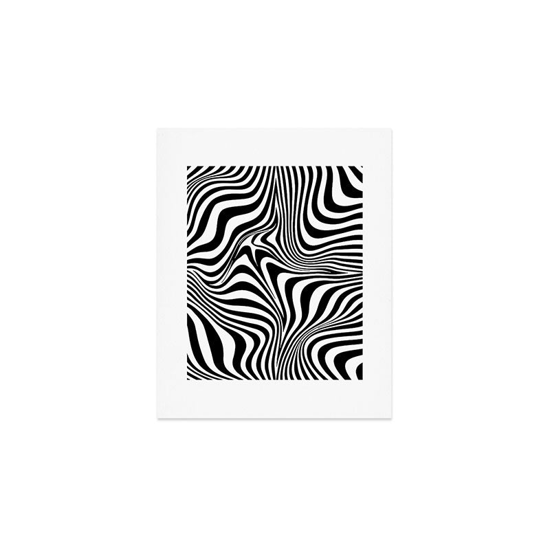 Retro Shapes And Lines Black And White Optical Art Art Print Gallery Image 1