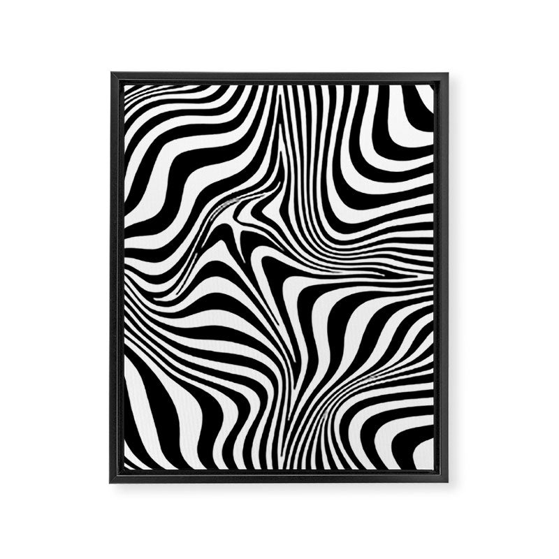 Retro Shapes And Lines Black And White Optical Art Framed Canvas Print Gallery Image 8