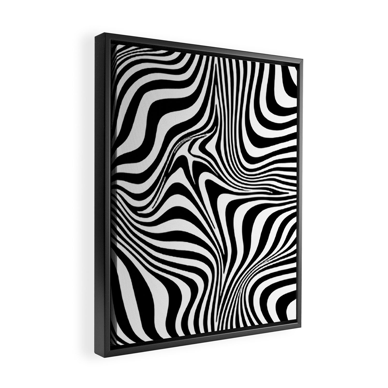 Retro Shapes And Lines Black And White Optical Art Framed Canvas Print Gallery Image 2