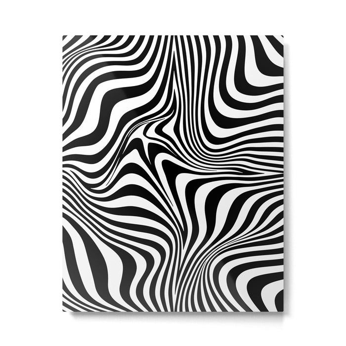 Retro Shapes And Lines Black And White Optical Art Metal Print Gallery Image 1
