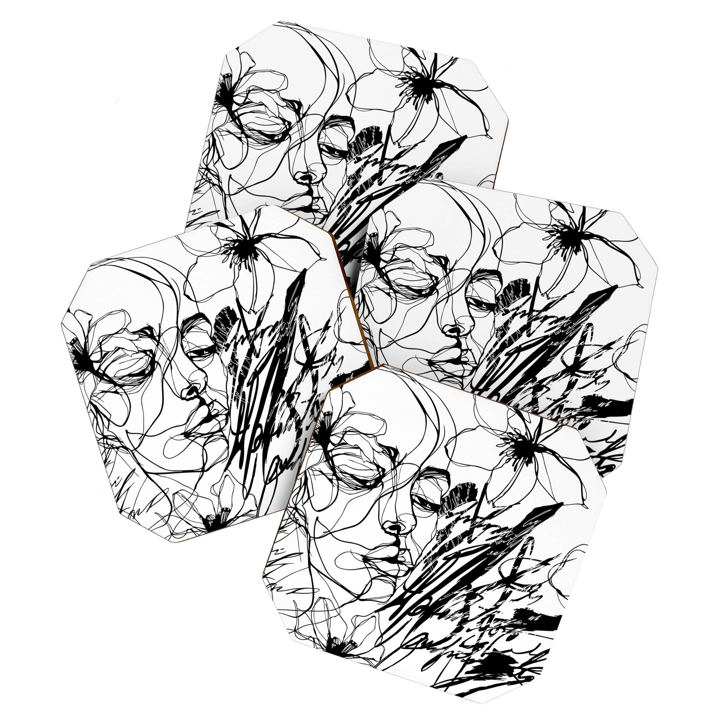 The Edge Of Grace Expressive Line Art Portrait Coaster Gallery Image 1
