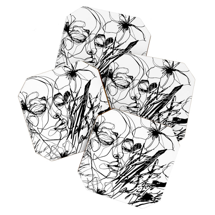 The Edge Of Grace Expressive Line Art Portrait Coaster Gallery Image 1