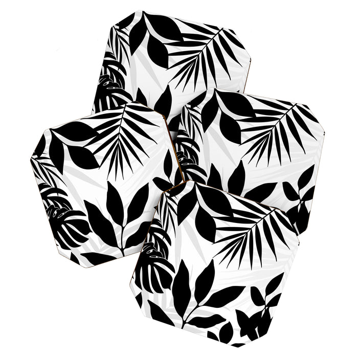 Tropical Vibes Black And White Foliage  Coaster Gallery Image 1
