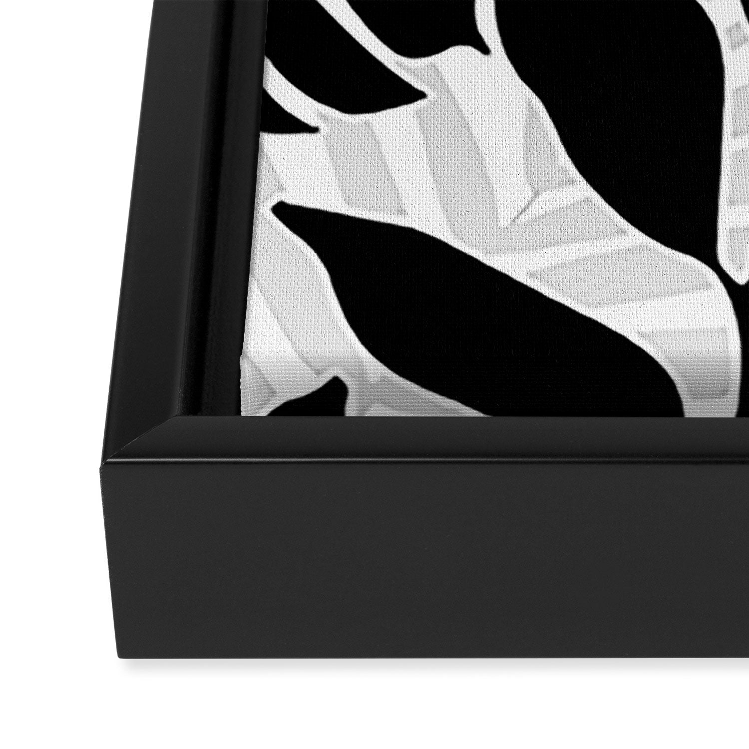 Tropical Vibes Black And White Foliage  Framed Canvas Print Gallery Image 3