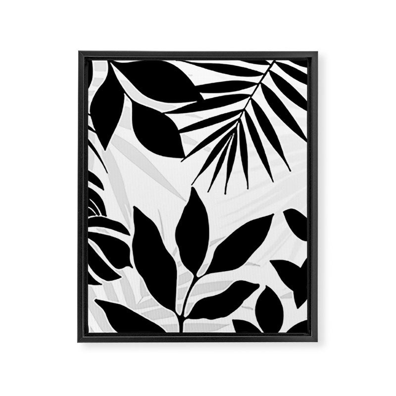 Tropical Vibes Black And White Foliage  Framed Canvas Print Gallery Image 6