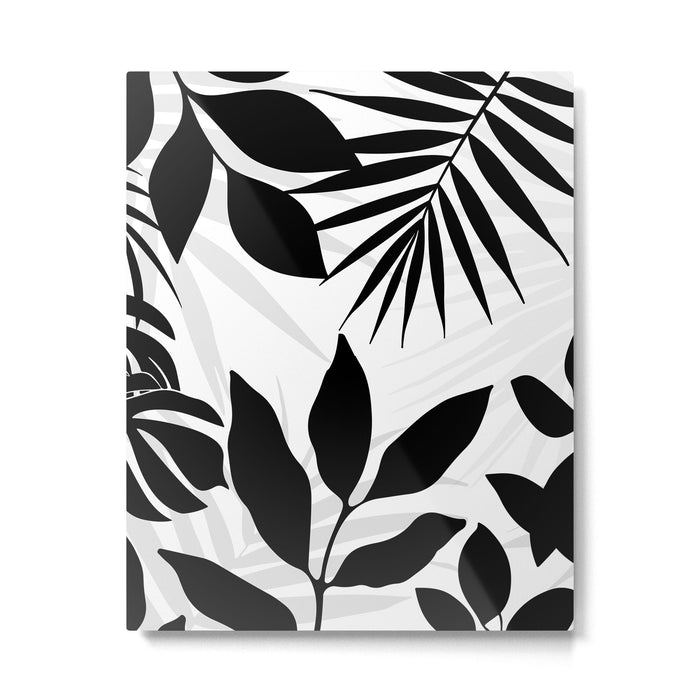 Tropical Vibes Black And White Foliage  Metal Print Gallery Image 1
