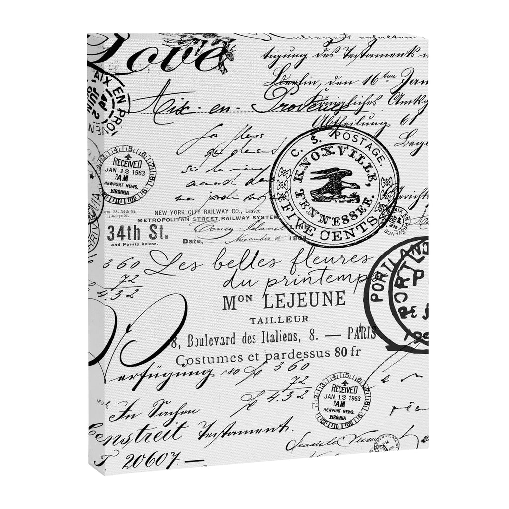 Vintage handwriting black and white Canvas Print Gallery Image 8