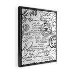Vintage handwriting black and white Framed Canvas Print Gallery Image 2