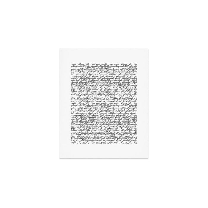 Vintage Handwriting Black And White Nostalgic Texture Art Print Gallery Image 1