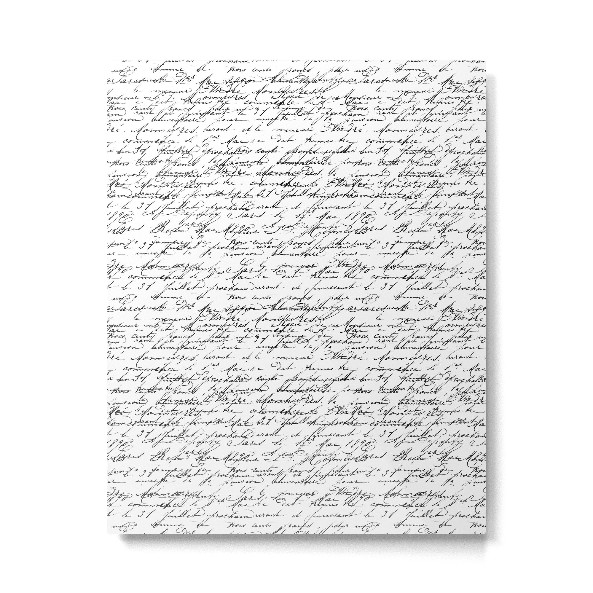 Vintage Handwriting Black And White Nostalgic Texture Metal Print Gallery Image 6