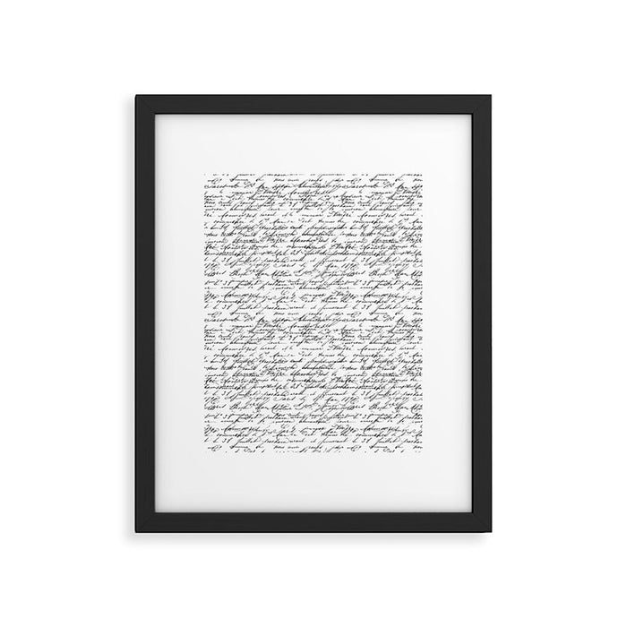 Vintage Handwriting Black And White Nostalgic Texture Framed Art Print Gallery Image 1