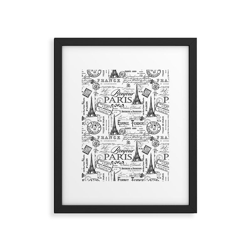 Vintage Paris Black And White Nostalgic Pattern Framed Art Print Gallery Image 6
