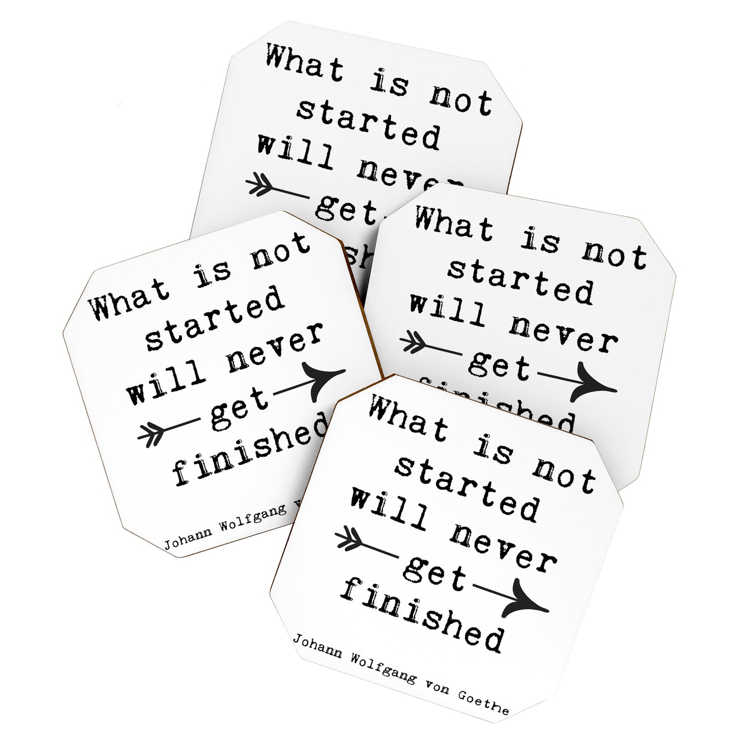 What Is Not Started Will Never Get Finished Inspirational Goethe Quote Coaster Gallery Image 1