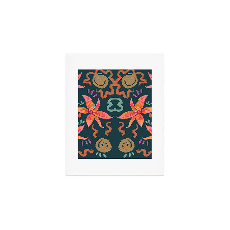 Passion Flower Joy Jade Pattern Art Print Gallery Image 1
