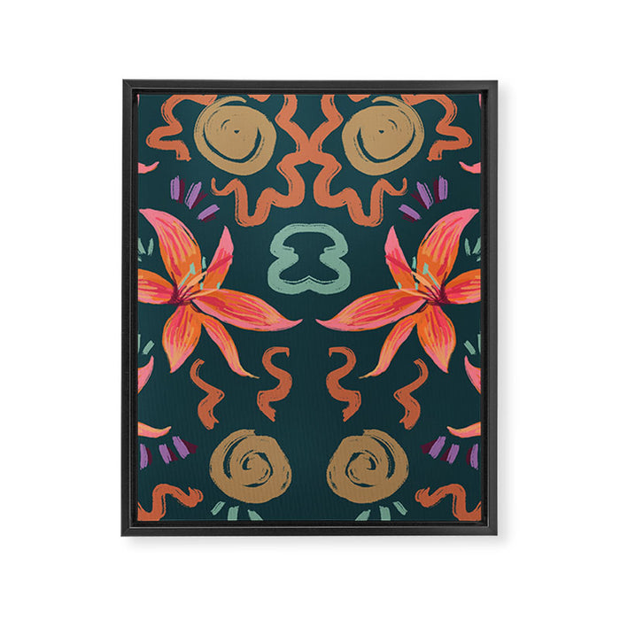 Passion Flower Joy Jade Pattern Framed Canvas Print Gallery Image 1