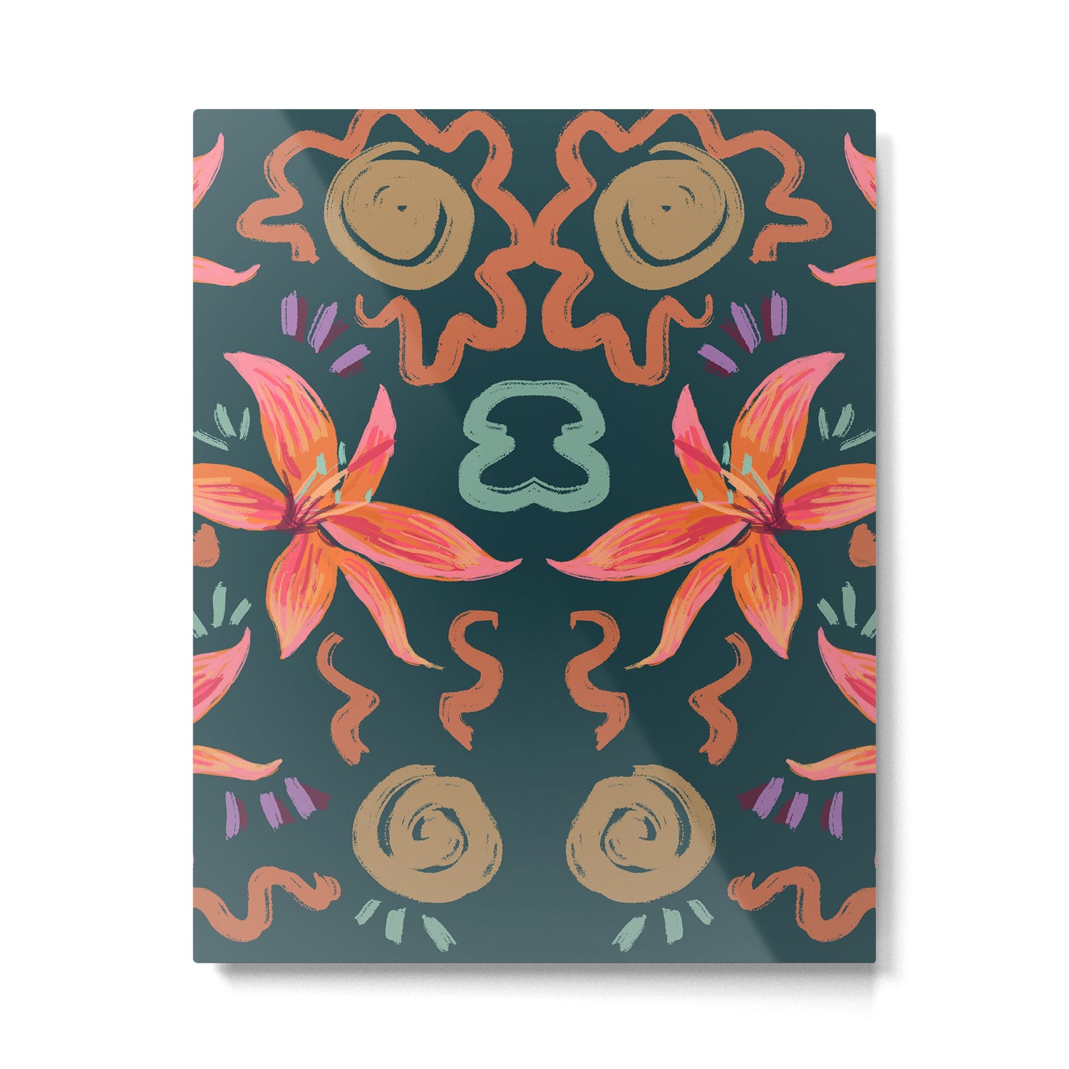 Passion Flower Joy Jade Pattern Metal Print Gallery Image 4