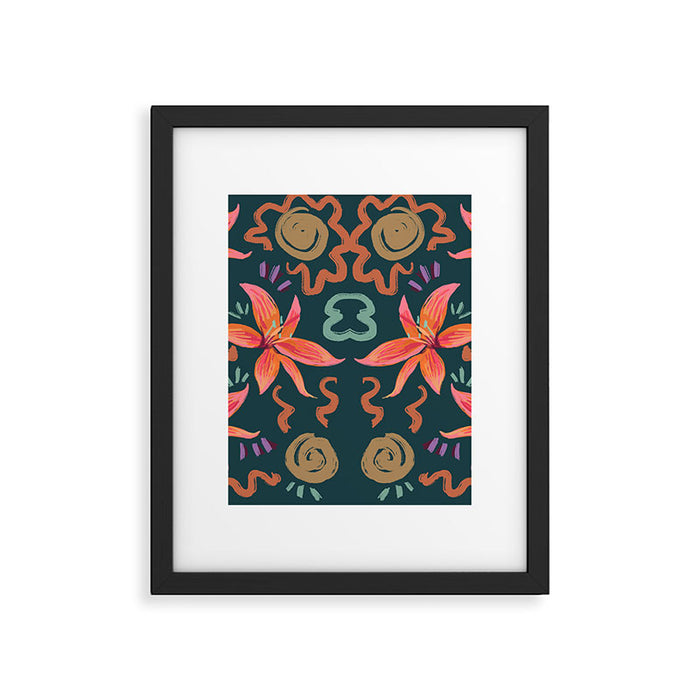 Passion Flower Joy Jade Pattern Framed Art Print Gallery Image 1