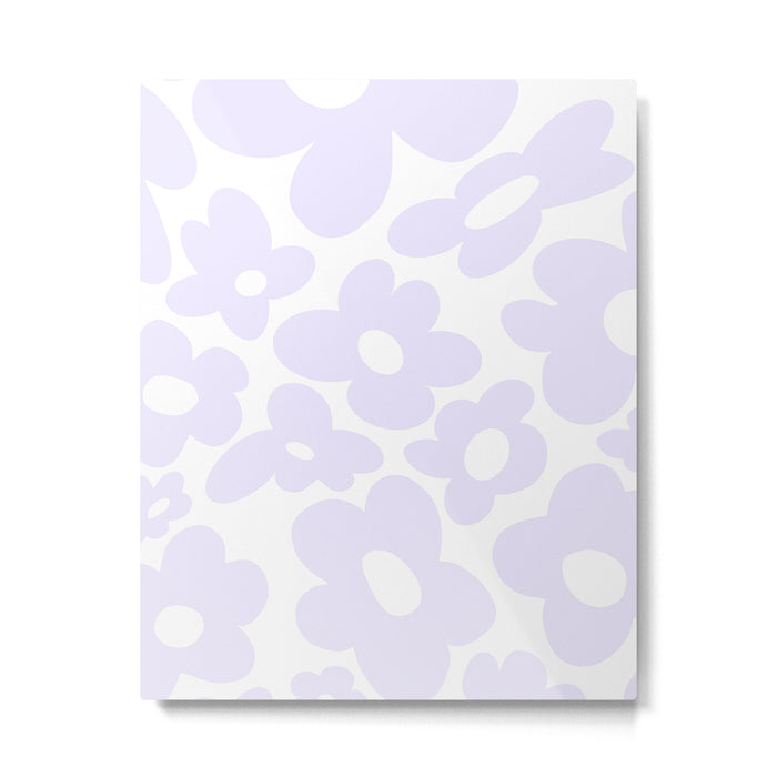 retro flowers / lilac Metal Print Gallery Image 1