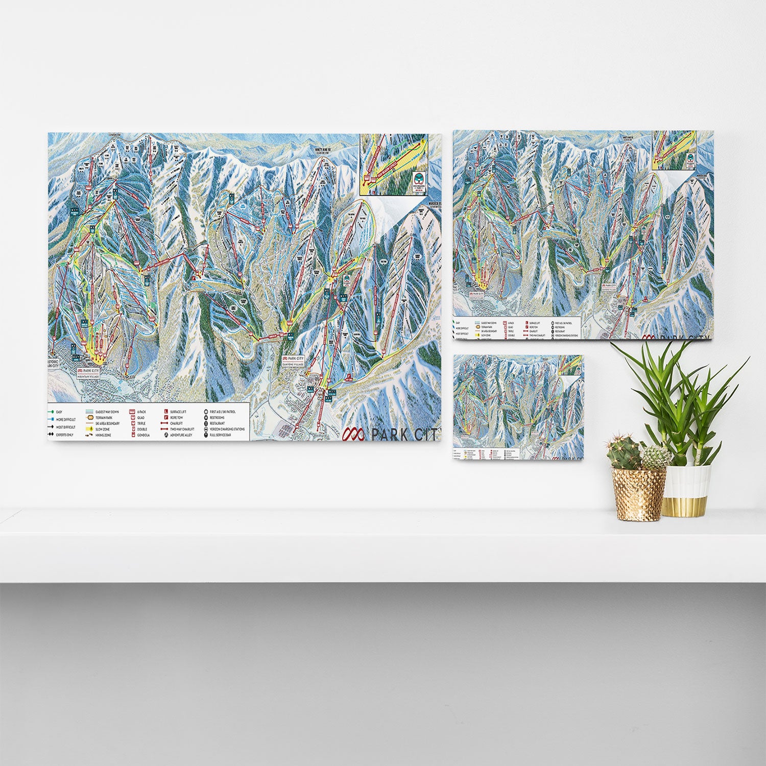 Park City Utah Trail Map Ski Snowboard Canvas Print Gallery Image 3