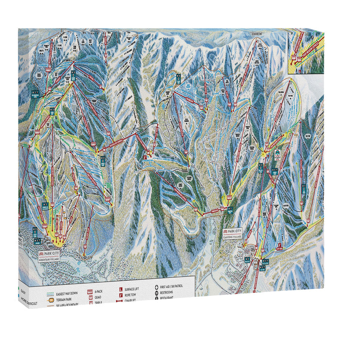 Park City Utah Trail Map Ski Snowboard Canvas Print Gallery Image 1