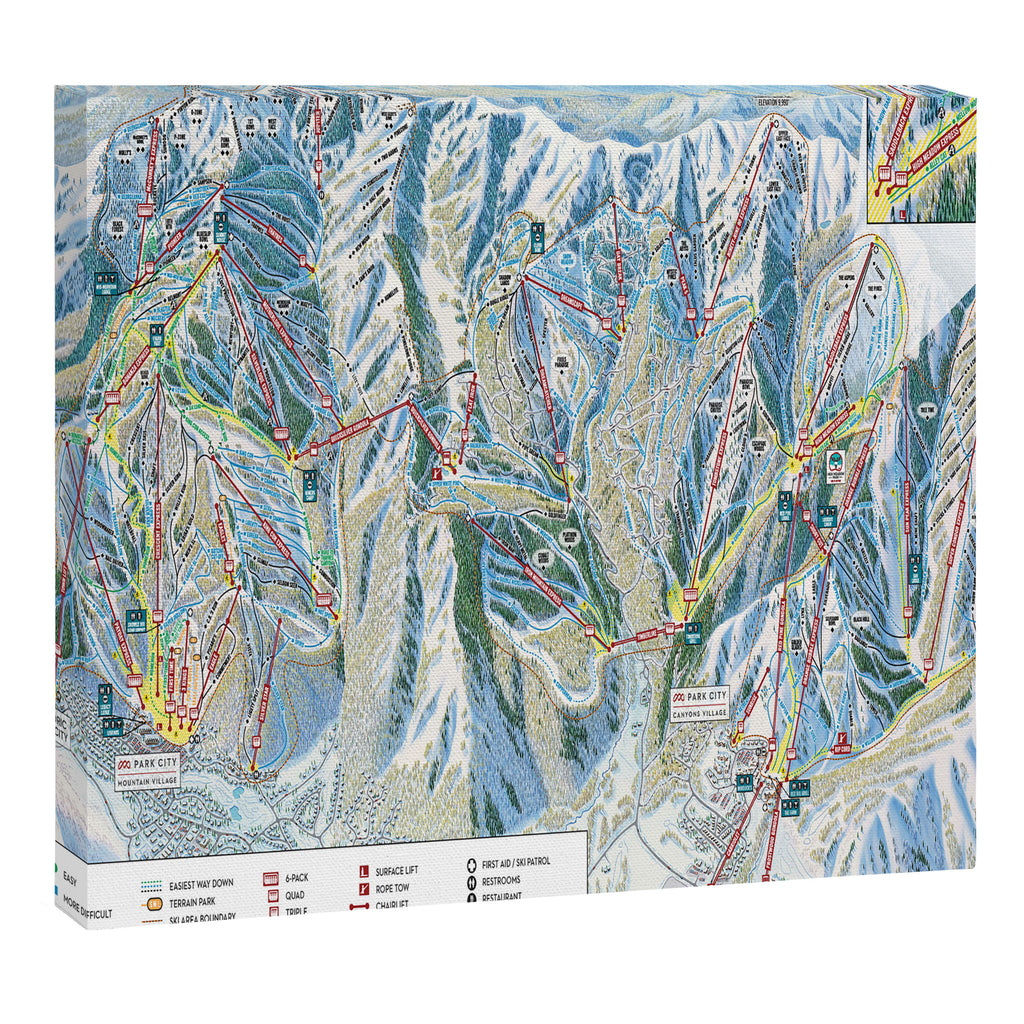 Park City Utah Trail Map Ski Snowboard Canvas Print Gallery Image 3