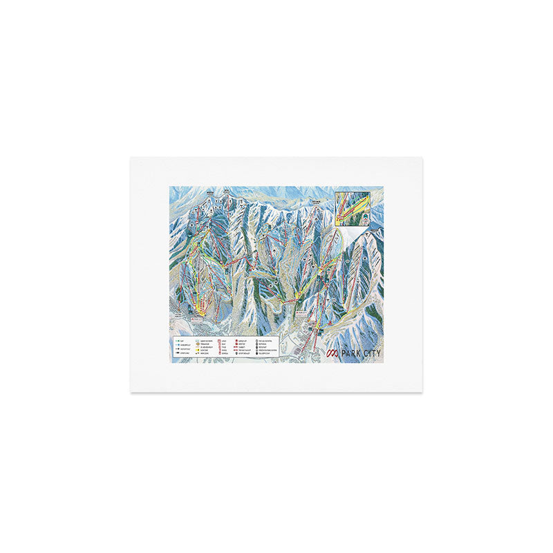 Park City Utah Trail Map Ski Snowboard Art Print Gallery Image 1