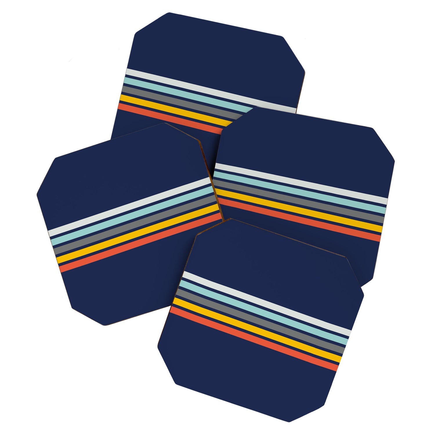 Abstract Minimal Retro Stripes 70s Style - Takakage Coaster Gallery Image 1