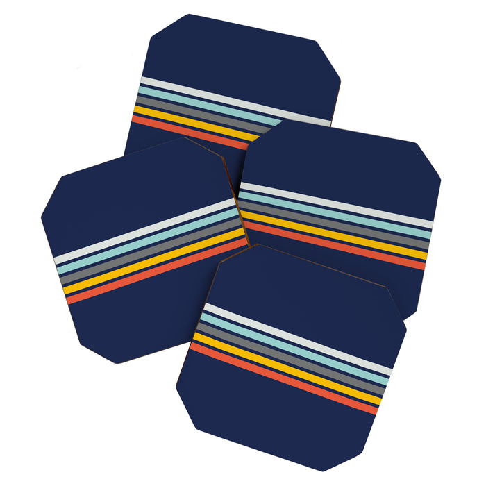 Abstract Minimal Retro Stripes 70s Style - Takakage Coaster Gallery Image 1