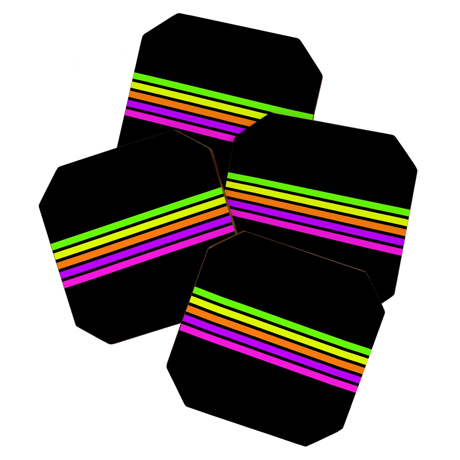 Abstract Minimal Retro Stripes 80s Neon Style - Nobutsuna Coaster Gallery Image 1