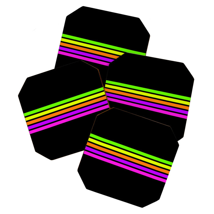Abstract Minimal Retro Stripes 80s Neon Style - Nobutsuna Coaster Gallery Image 1