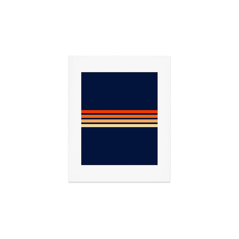 Minimal Orange Abstract Retro Racing Stripes 70s Style - Bluesane Art Print Gallery Image 1