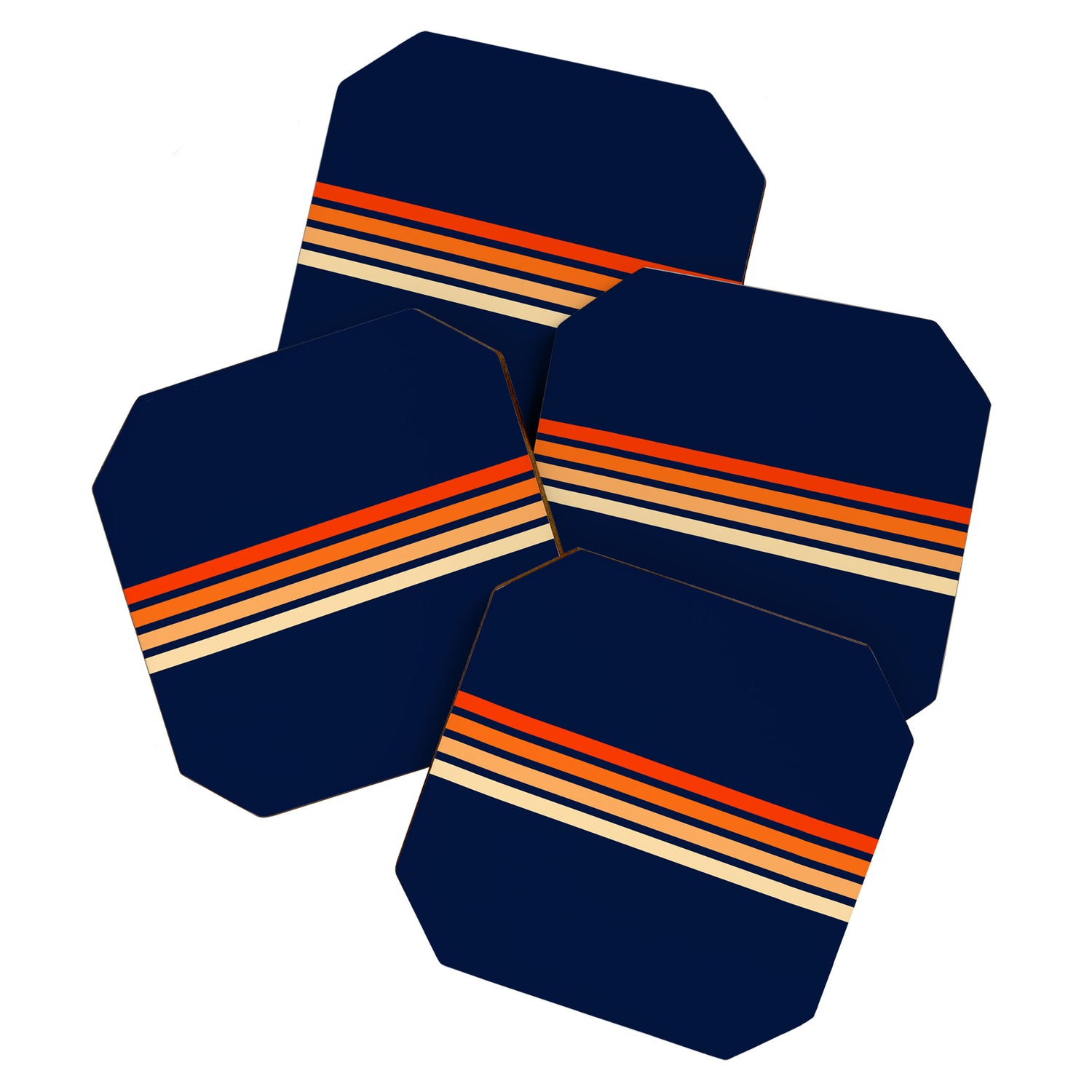 Minimal Orange Abstract Retro Racing Stripes 70s Style - Bluesane Coaster Gallery Image 1