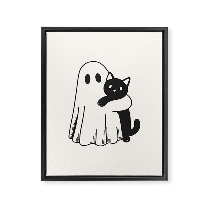 Ghost with a Cat Framed Canvas Print Gallery Image 1
