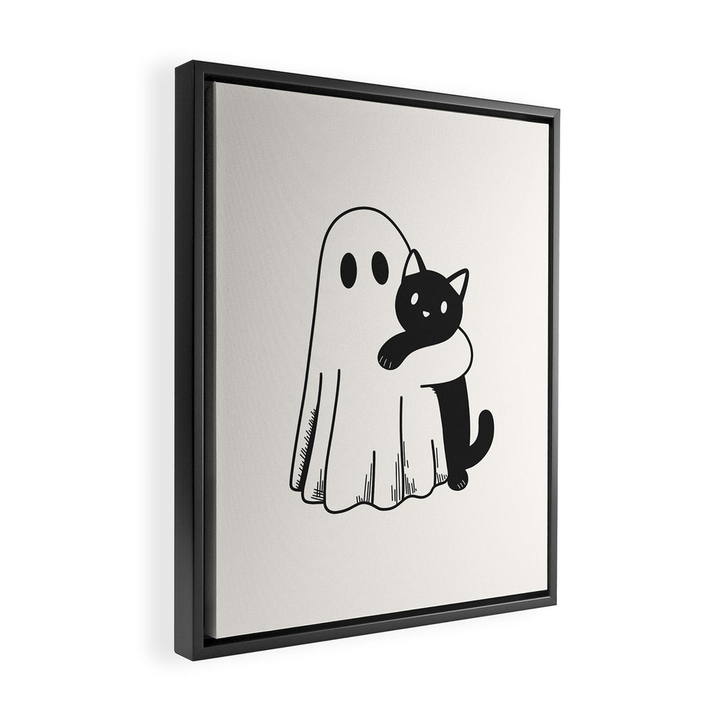 Ghost with a Cat Framed Canvas Print Gallery Image 2